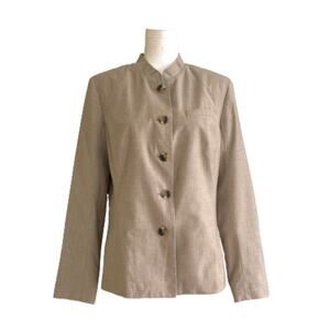Isaac Mizrahi for Target Blazer Beige Button Front Long Sleeve Jacket Size 14